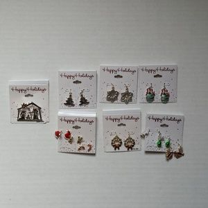 CHRISTMAS EARRINGS (6 ) & 1 MANGER PENDANT NEW